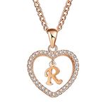 Maverick Niche Maverick Gorgeous Alphabet In Diamond Heart Pendant & Chain; Stylish Necklace Gift For Girls Women On Birthday Anniversary Valentine Occasions (Alphabet R)