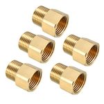 sourcing map Brass Threaded Pipe Fitting 1/2 PT Male x 1/2 PT Female Coupling 5pcs