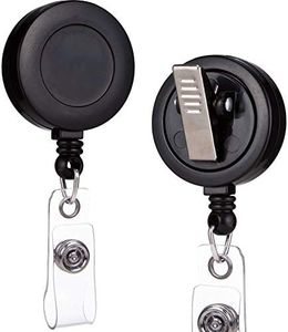 QREEL - 100 Pack - Retractable ID Name Badge Holder Reels with Swivel Alligator Clip (Black, 100 Pack)