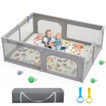 Palopalo Baby Playpen, 71"x59" Extra Large Playard for Babies and Toddlers, Baby Activity Center with 8 Suction Cup Bases, Infants Play Pen with Gate and Soft Breathable Mesh