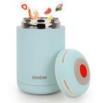 WayEee Food Flasks for Hot Food Kids 460ml Vacuum Insulated Food Jar in Stainless Steel BPA Free Lunch Box (Blue)