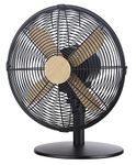Russell Hobbs RHMDF1201WDB 12" Scandi Electric Desk Fan, 3 Speed Settings, Oscillating Fan & Adjustable Tilt, 45W, Black and Wood Effect