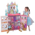 KidKraft Disney Princess Dance and Dream Castle Wooden Dolls House with Furniture and Accessories Included, 3-Tier Play Set with Music and Spinning Dancefloor for 30 cm Dolls, 10276