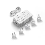 ALLWEI Power Voltage Converter 220V to 110V Step Down Travel Voltage Converter for Hair Straightener/Curling Iron, Universal Power Plug Adapter UK, US, AU, EU, IT, India (White)