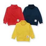 YUV Baby Boys & Girls Winter Wear Turtle Neck Cotton Fleece Relaxed Sweatshirt - Pack Of 3 (12-18 Months, Multi 002)