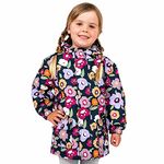 JAN & JUL Kids Rain Jacket for Girls, Waterproof Fleece-Lined Raincoat (Winter Flowers, 8 Years)