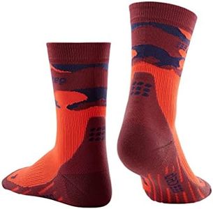 CEP Men’s Crew Cut Athletic Performance Running Socks - Mid Cut Socks, Lava/Peacoat - Camocloud, 3