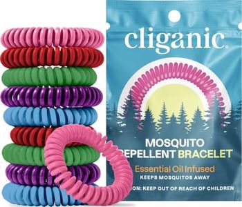 Cliganic 40 Pack Mosquito Repellent Bracelets for Adults & Kids (Rainbow Colors) - Natural DEET-Free Bands, Individually Wrapped