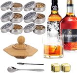 13Pcs Cocktail Smoker Kit, Whiskey Bourbon Old Fashioned Smoker Cocktails Set with 6 Flavors Smoker Wood Chips and 2 Ice Cubes, Whiskey Accessories SetsFather's Day Gifts for Men Dad - No Blow Torch