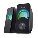 Trust Arys Compact PC Speakers 2.0, 12 W (6 W RMS), RGB Illumination, USB Powered, Jack 3.5 mm, Stereo Sound System, Computer Speakers for Laptop, Desktop - Black