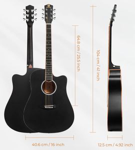 Vangoa 41" Electric Acoustic Guitar – Black