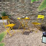 Grand patio Folding Bistro Set 3 Pieces, Conversation Set, Folding 2 Chairs and 1 Table, Weather Resistant, Patio Table Chairs for Balcony,Yard, Garden (Yellow)