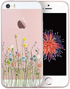 Unov Case for iPhone SE (1st Gen) iPhone 5s iPhone 5 Clear with Design Embossed Pattern TPU Soft Bumper Shock Absorption Slim Protective Back Cover 4 Inch (Flower Bouquet)
