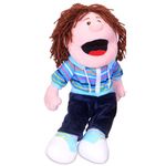 Moving Mouth Boy Hand Puppet Hand Puppet for Kids by Fiesta Crafts - Soft & Interactive hand puppet Toy with Moving Mouth & Arms for Role Play, Creativity & Sensory Skills