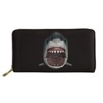 Showudesigns Black Shark Long Wallet Leather Clutch Purse Bag for Women Teen Girls