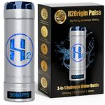 H2ORIGIN PULSE Hydrogen Water Bottle Generator, Up to 9000 PPB Hydrogen Bottle Water Ionizer with SPE/PEM Technology, 3-in-1 Portable Universal Adapter and Refreshing Mist Spray for Home Hydration
