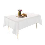 Puricon 12 Pack Disposable Plastic Tablecloths 54 x 108 Inch Premium Rectangle Table Cover -White