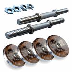 LEEWAY Steel Weight Plates Dumbbell Set 10 Kg; Home Gym Dumbbell Combo; Chrome Plated Steel Weight; Chrome Gym/Home Weight| Steel Dumbbell Equipment| Steel Plate Adjustable Dumbbells(Alloy Steel)