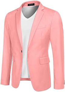 COOFANDY Pink Blazer Men Casual Suit Blazers Slim Fit Wedding Blazers (Pink L)