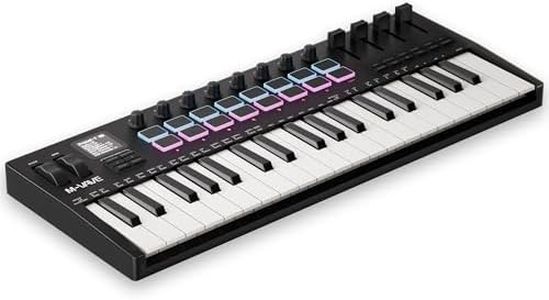 DaierTek Midi Keyboard Controller 37 Key Portable Mini Bluetooth & USB Midi Piano with 16 Backlit Drum Pad, 8 Knobs and Music Production Software for Beginners and Producers