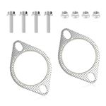 2PCS Exhaust Flange Gasket + 4PCS Exhaust Bolts,2.5" 2-Bolt Catalytic Converter Gasket Replaces OEM#120-06310-0002,Car Accessories Exhaust Flange Repair Kit for Cars,Trucks (2.5in)