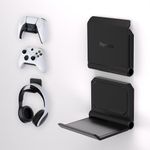 playvital 2 Set FOLD Controller Wall Mount for ps5/4, Foldable Wall Stand for Xbox Series X/S, Switch Pro, Gaming Headset Stand, Wall Holder for Xbox Wireless Headset, for Pulse 3D Headset - Black