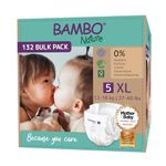 Bambo Nature Baby Nappies Size 5 (12-18 kg) - 6 Packs of 22 Nappies