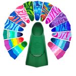 Gugmoy Kids Swim Fins,Comfortable Silicone Flippers for Swimming and Diving,Size Suitable Beginners Kids Girls Boys Adults (XXX-Small, DarkGreen)
