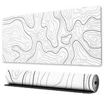 Donboly Gaming Mouse Pad Minimalist Topographic Map Desk Mat Mouse Pad, Extended Large Mouse Mat Desk Pad, Stitched Edges Mousepad, Long Non-Slip Rubber Base Mouse Pad (80 * 30cm, White)