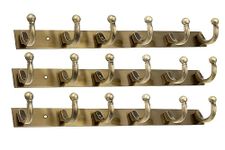 Heavy Duty Goli Stainless Steel Cloth Hanger Suitable for Bathroom Bedroom Kitchen Wall Hook Rail Hanging Scarf, Coat,Keys Tie Clothes Towel Door Robe Hanging (Pack Of 3, Brass Antiqu 6 Pin)