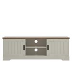 Galano Edison Wide TV Unit, Entertainment Centre for up to 65" TV, 150cm TV Unit with 2 Sliding Doors, TV Stand Cabinet for Living Room, Large Storage (Light Grey/Oak)