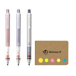 Uni Kuru Toga Auto Lead Rotation Mechanical Pencil Standard Model 0.5 mm, Body Color(Baby Pink/Violet/Silver), 3-pack, Sticky Notes Value Set