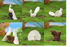 Chocozone Resin Cute Miniatures Garden Decoration Home Decor Ladscape Miniature Gifts for Kids & Girlfriend (Squirell, Peacock, Brown)