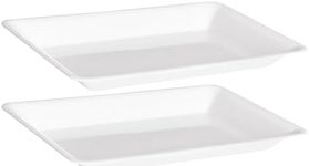 Plasticpro Plastic Serving Trays - Serving Platters Rectangle 10 X 14 Disposable Party Dish White Pack of 12