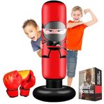 FOYOCER Punching Bag Kids with Boxing Gloves 160cm Ninja Boxing Bag for Kids 3-12 with Immediate Bounce Back for Practicing MMA Karate Taekwondo for Boys & Girls 2023 New