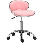 HOMCOM Adjustable Rolling Swivel Beauty Salon Chair, Stool for Spa, Technician - Pink