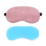 Jenna Cute Velvet Line Design Eye Mask For Sleeping with Cooling Gel For Dark Circles, Dry Eyes, Pain Relief, Insomnia, Puffy Eyes, Eyemask For Travelling, Eye Mask Pad for Girl's, Boy's (Color-Pink)