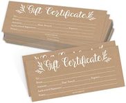 25 4x9 Rustic Blank Gift Certificates For Business Gifts For Clients - Blank Gift Cards For Small Business Gift Certificates Christmas, Restaurant Gift Certificates For Spa Salon Gift Certificates