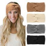 DRESHOW Knit Crochet Headband for Women Ear Warmer Soft Turban Stretch Headbands Warmer Winter Running Fashion Head Wrap Winter Accessories