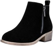 Jeossy Women's 905L Suede Leather Ankle Boots, Low Heel Ankle Booties, Black Suede, Size 6.5 US(DJY905L blacksuede 06.5)