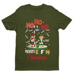 Galaxy Tees Mens Funny Christmas T Shirt Merry Elfin Xmas Short Sleeved Military Green L