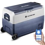 AAOBOSI Car Fridge 50L, Camping Fridge Dual Zone with Wireless Connection, -20°C-20°C Portable Freezer 12/24V DC and 100-240V AC for Campervan, Driving, Travel, RV, Outdoor, Picnic