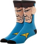 Star Trek Spock with Ears Crew Socks, Blue, Sock Size 10-13, Shoe Size 6-12