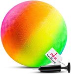 Bedwina Rainbow Playground Ball - 8.5Inch (Pack of 1) Rubber Bouncy Inflatable Balls for Kids and Adults, Indoor and Outdoor Games, Kickball, Dodgeball, Four Square, Dodge Ball, Handball