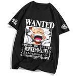 On Trend Round Neck Half Sleeve Regular fit Polyester Monkey Luffy Anime Printed T Shirt for Boys, Girls and Kids Color-Black (11-12 Years)