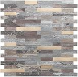 STICKGOO Peel and Stick Backsplash, PVC Wall Tiles Stick on Backsplash for Kitchen(1 Sheet, Distressed Wood with Metal Gold)