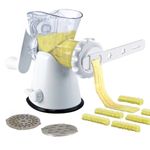 Tredoni Manual Meat Mincer Grinder & Vegetable Shredder, Biscuit Machine Cookie Maker + Biscuits Patterns Attachment, White