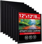 idoobi 12x12 Stretched Canvases for Painting 100% Cotton Black Painting Canvas, Art Canvases for Oil, Acrylic Paint & Other Painting Media 8 Pack