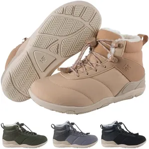 Hike Footwear New HF Azura - Ergonomic Supportive Winter Barefoot Boots,Wide Toe Box, Minimalist Zero Drop Sole, Splash Proof and Breathable Upper Material Unisex Beige