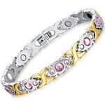 Jeracol Magnetic Bracelets for Women Ladies,Titanium Steel Magnetic Women Bracelets,Adjustable Jewellery Wristband Bracelet with Gift Box & Removal Tool(Sparkling Crystal Design-Silver Gold)